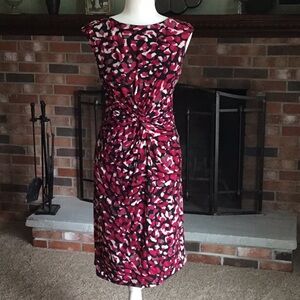 Evan Picone burgundy, black and cream dress